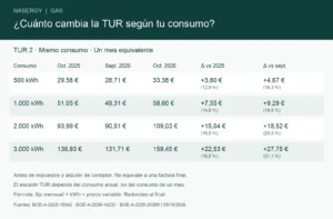 ¿Cuánto cambia la TUR según tu consumo? · Nasergy